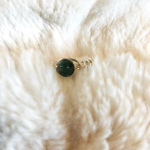 Hand made silver with green bead ring